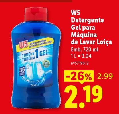 W5 Detergente Gel para Máquina de Lavar Loiça