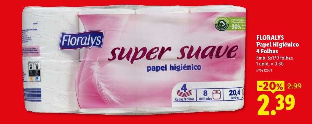 Floralys Papel Higiénico 4 Folhas