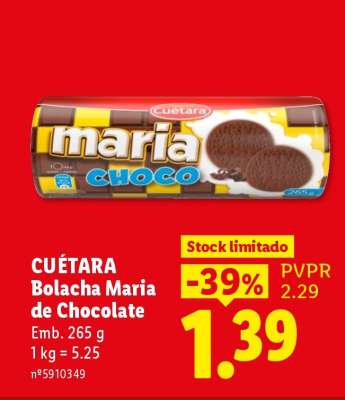 CUÉTARA Bolacha Maria de Chocolate